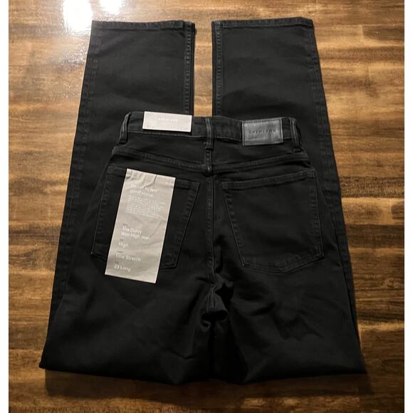 Everlane Women’s 23 Long Curvy Way High Straight Jean Black Organic Cotton - Picture 2 of 9